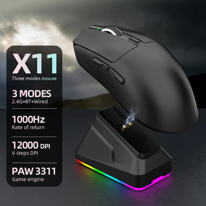 2.4GHz /BT Wireless Gaming Mouse With RGB Magnetic Charging Base Gaming